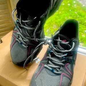 Asics Gray and Pink Athletic Shoes with Breathable Mesh/ women’s walk/ run/ hike